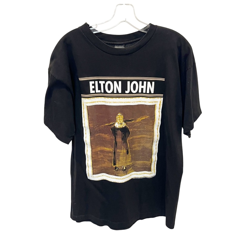 Vintage 1998 Elton John The Big Picture Tour Shirt Mens Large Black PolyGram Tag